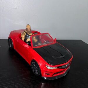 WWE Red and Black Toy Car with Action Figure Braun Strowman